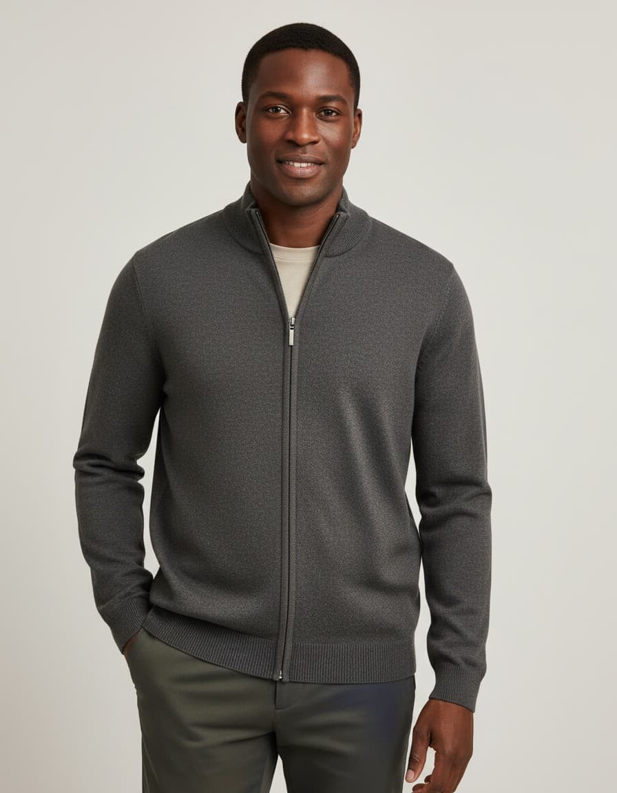 Vest rits antraciet — op model