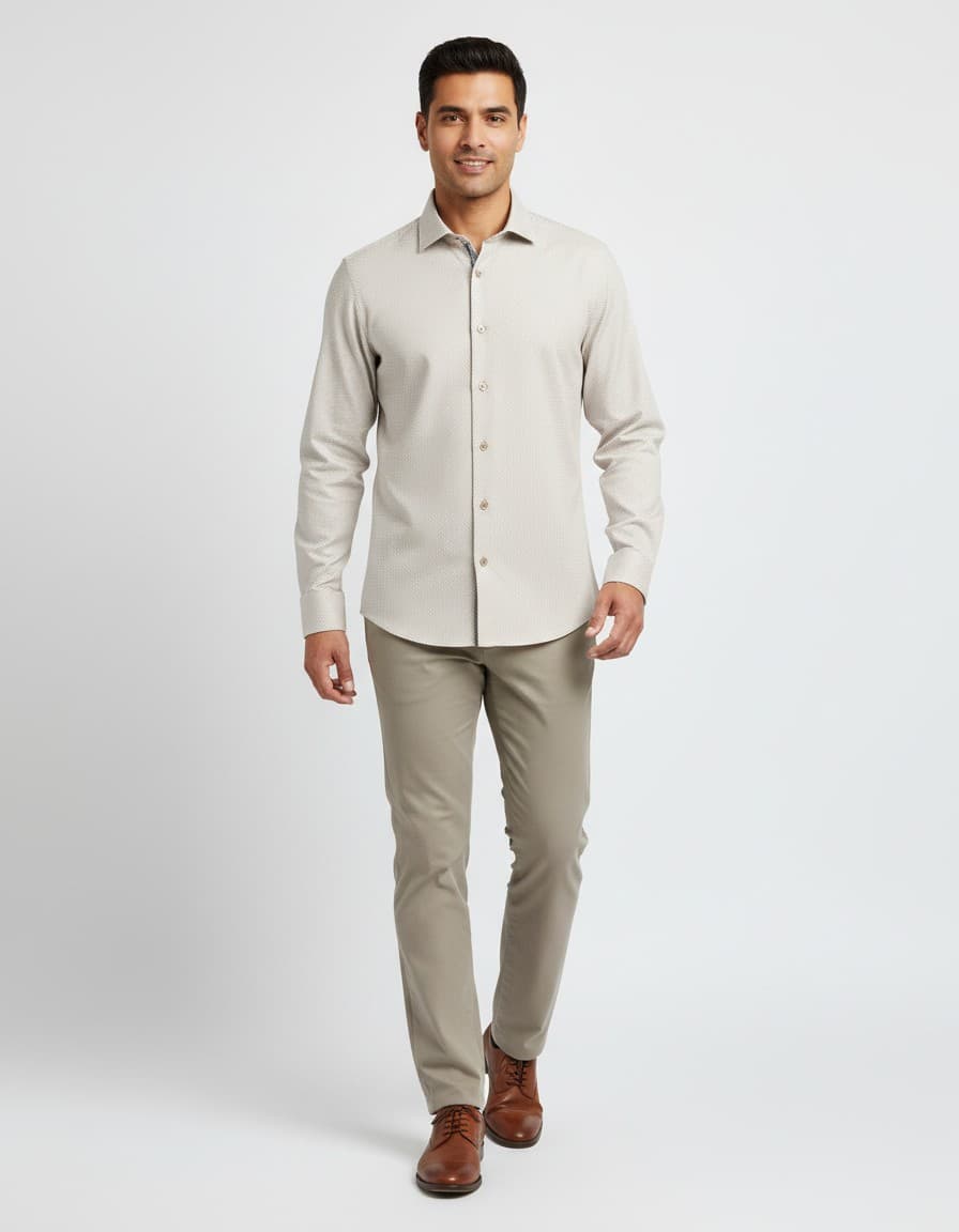 Hemd weving beige — op model