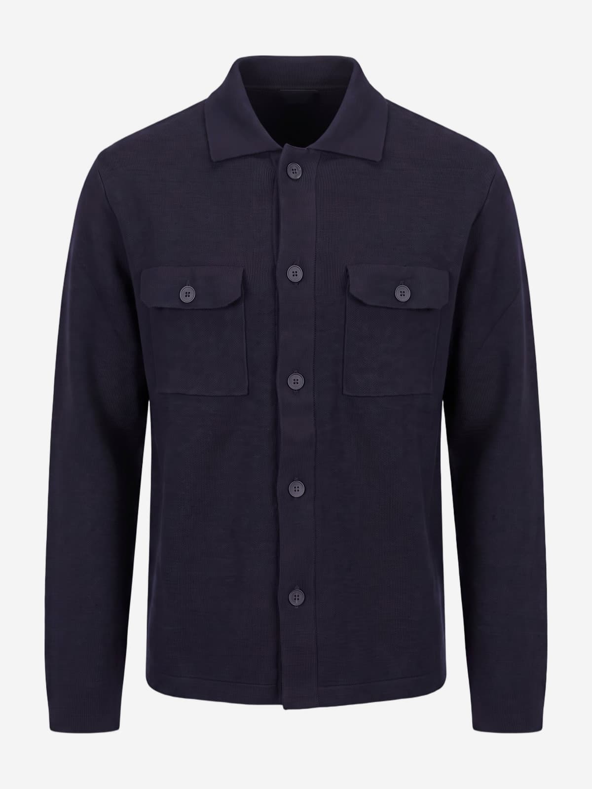 Overshirt wolblend navy — voorkant