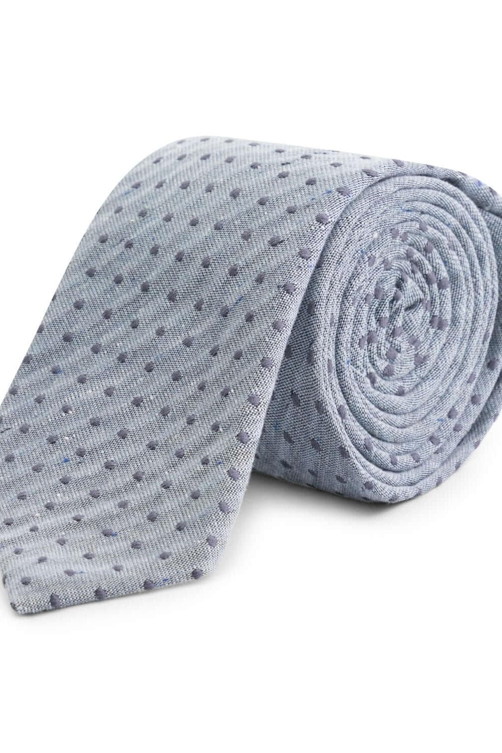 Blauwe stropdas zijde mix met subtiel patroon, zacht en ademend, perfect voor kantoor en diners.