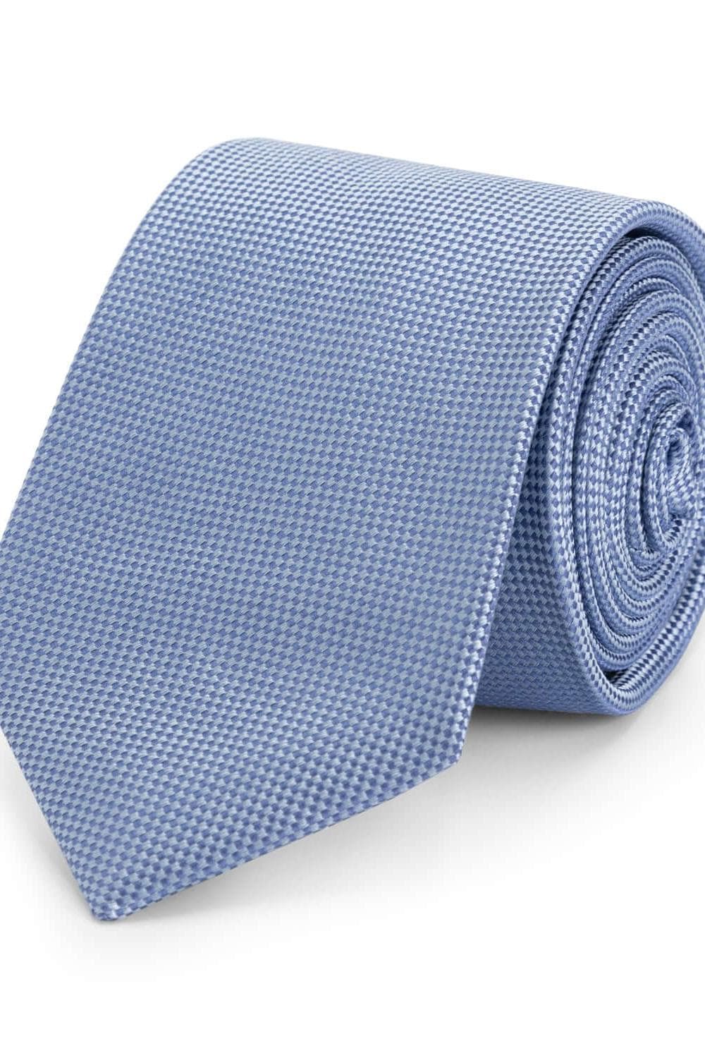 Stropdas zijde patronen blauw, blauwe zijde stropdas met microdessin en subtiele glans.