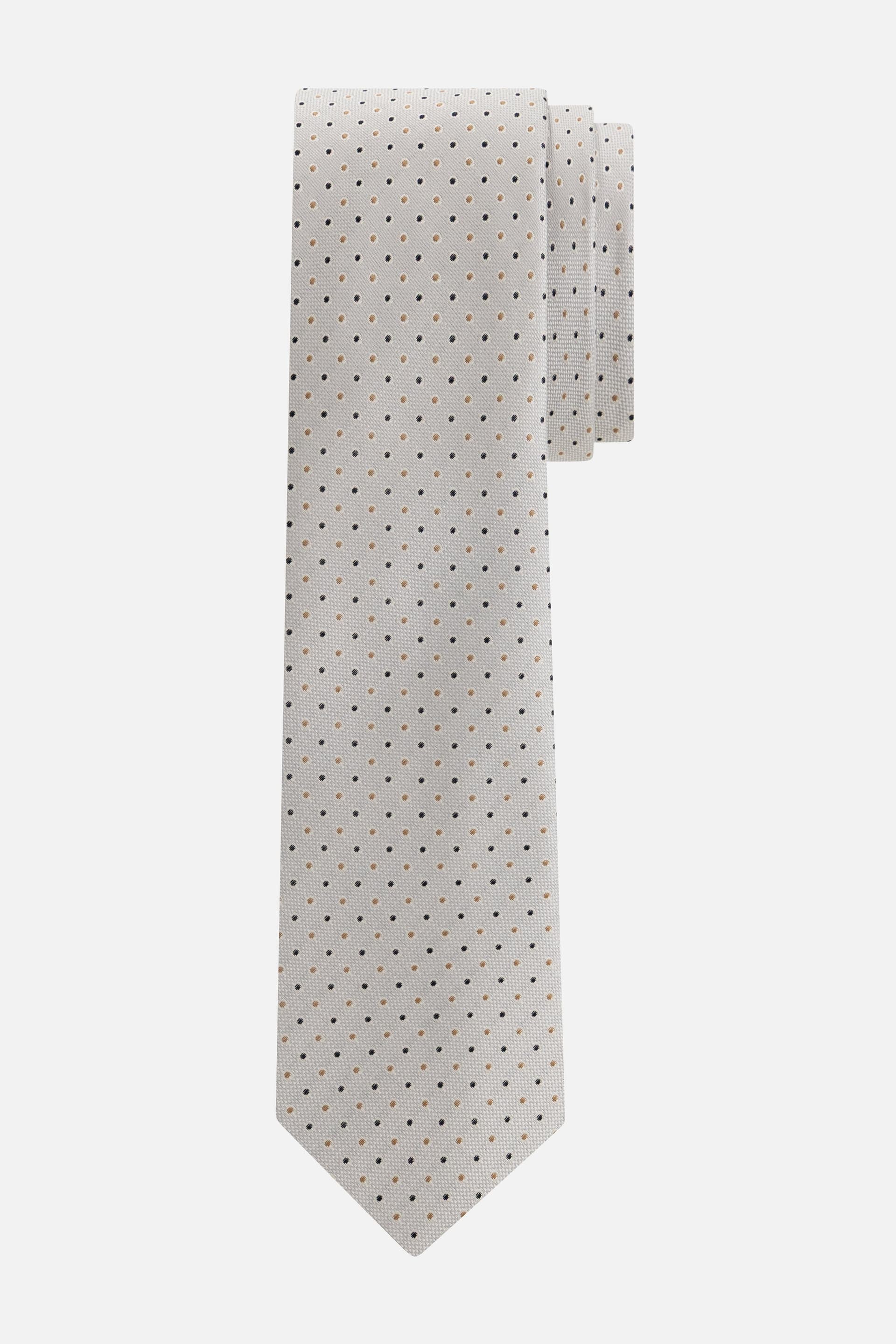 Stropdas zijde mini cirkels grijs