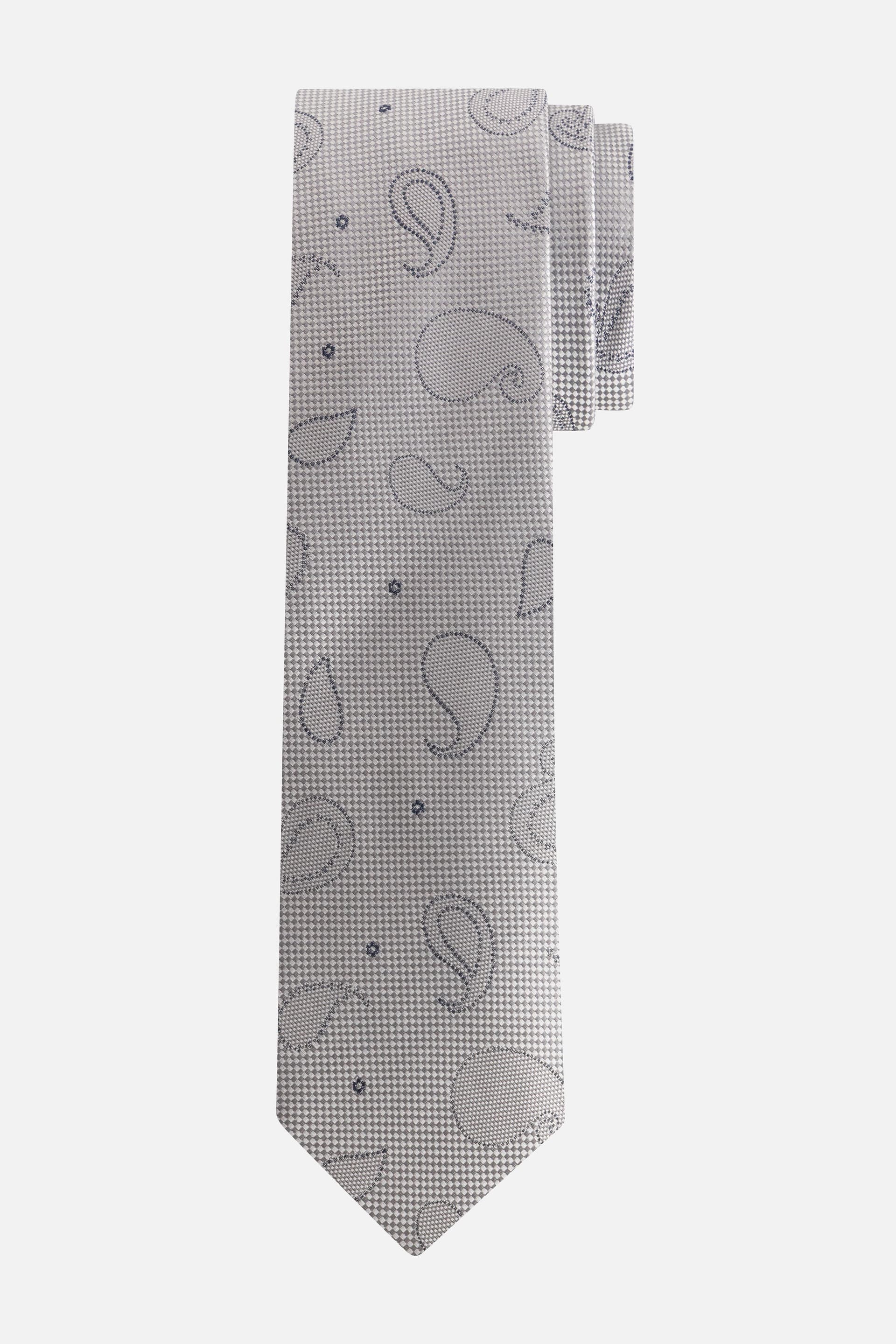 Stropdas zijde paisley zilver