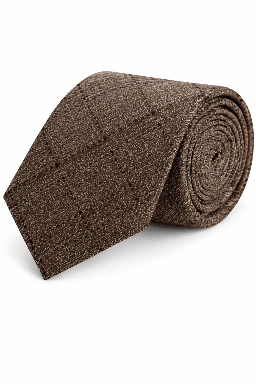 Stropdas zijde ruit bruin, elegant bruin zijde met ruitpatroon voor een professionele uitstraling.
