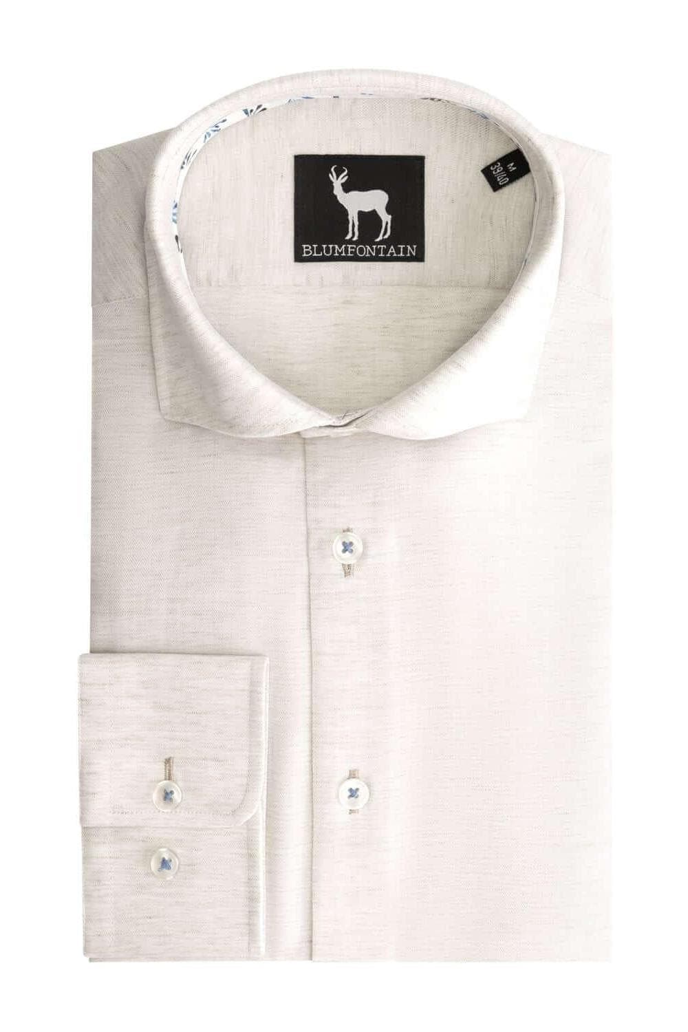 Hemd Blumfontain Leinenprint Uni Grau