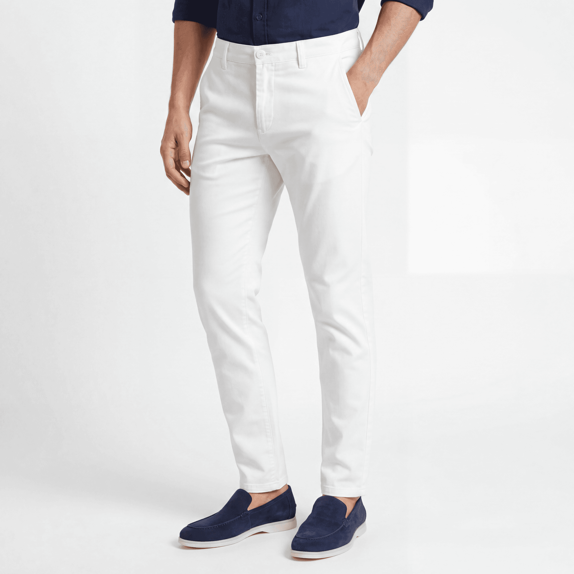 Stretch chino dobby white