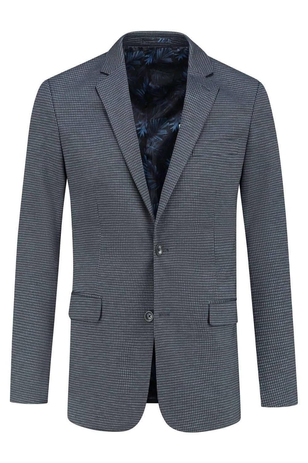 Veston micro-carreaux bleu-gris