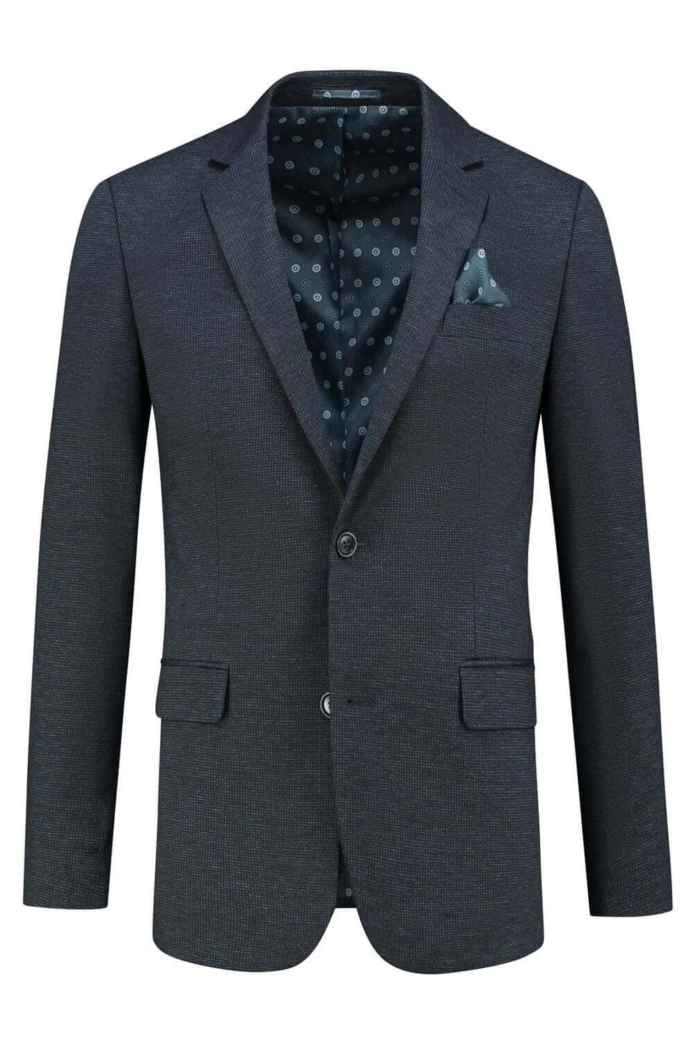 Blazer stretch micro-carreaux bleu