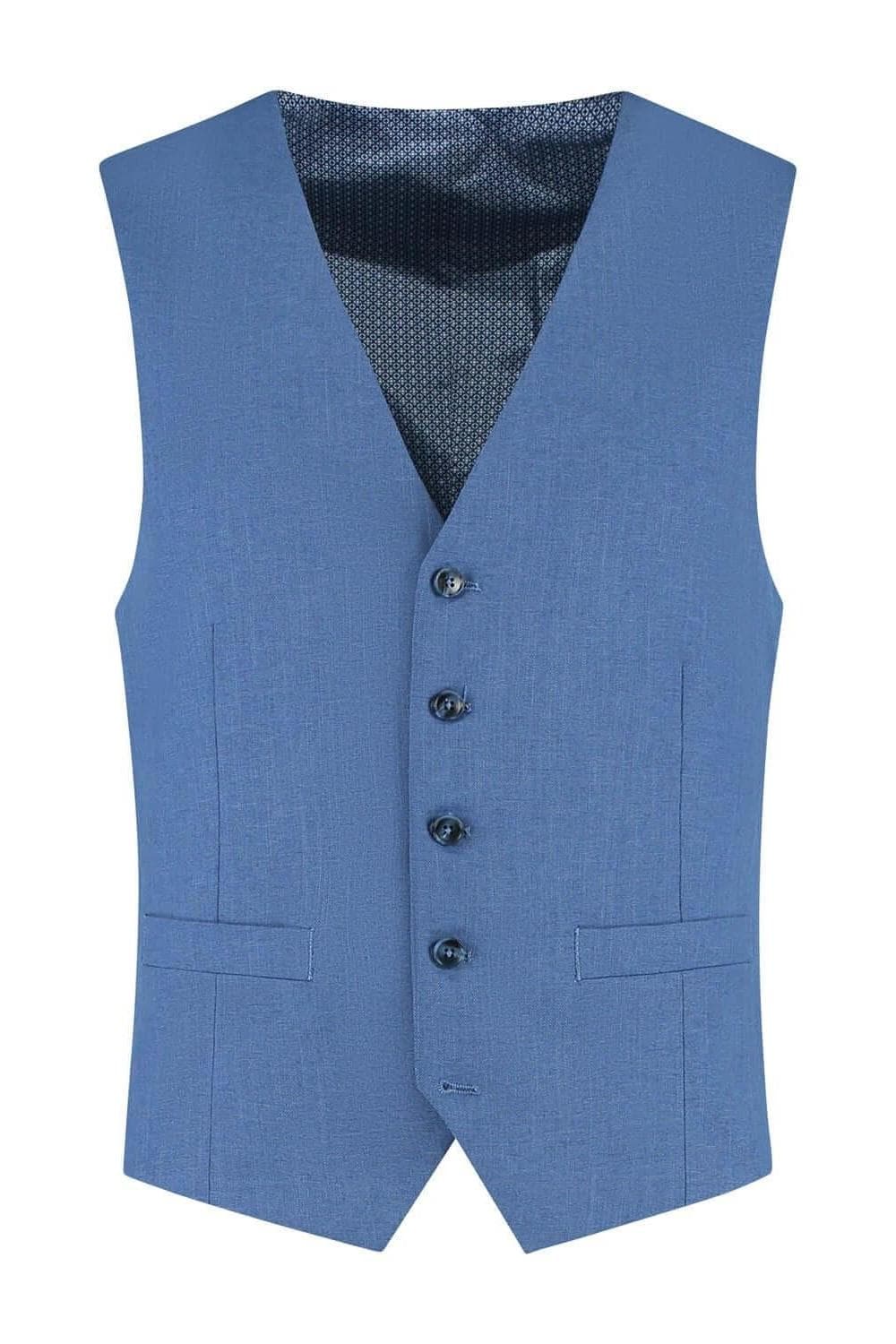 Waistcoat linen-look steel blue