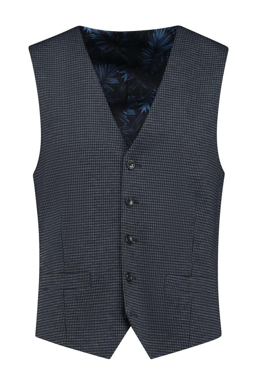 Gilet mini-carreaux bleu-gris