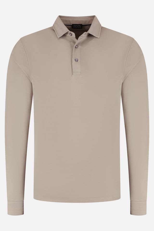 Langarm-Poloshirt in Kit-Beige
