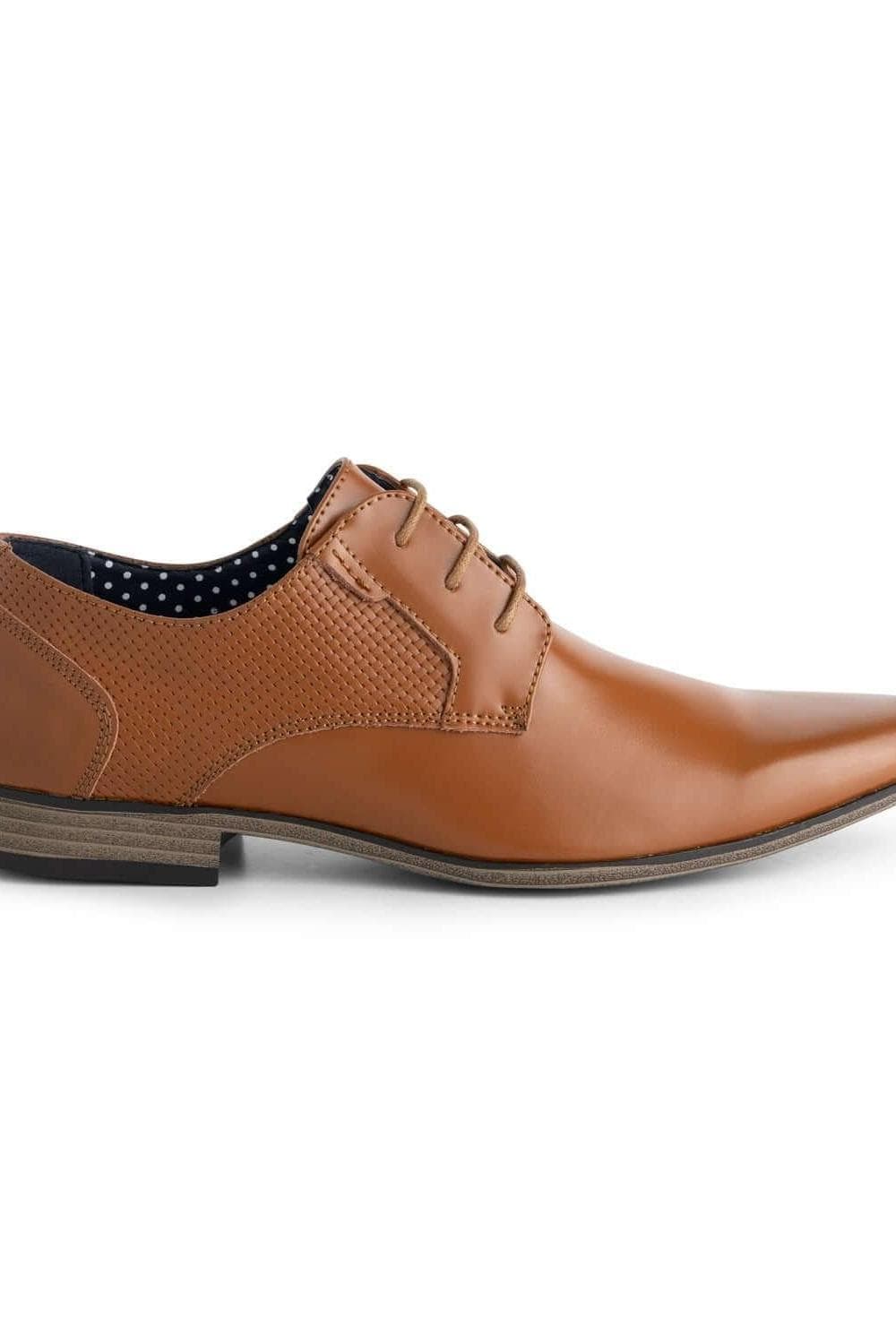 Chaussure lacée cuir fendu Tan