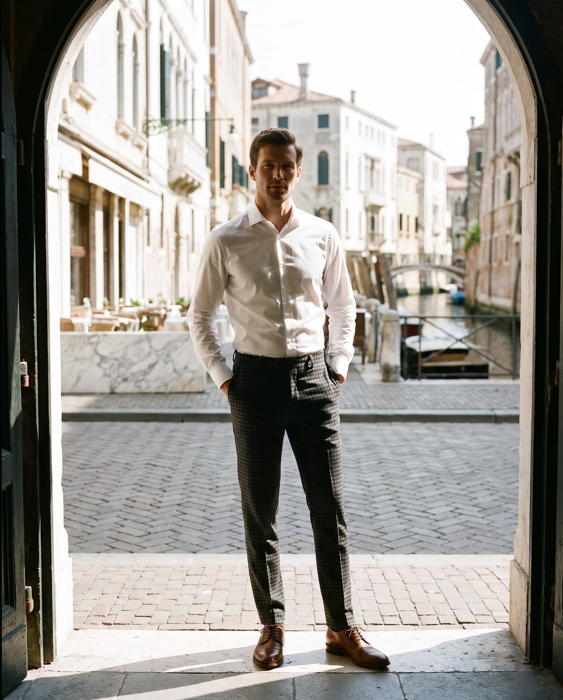 Chino slim ruit grijs — sfeerbeeld