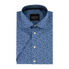 Gents korte mouw bladprint blauw