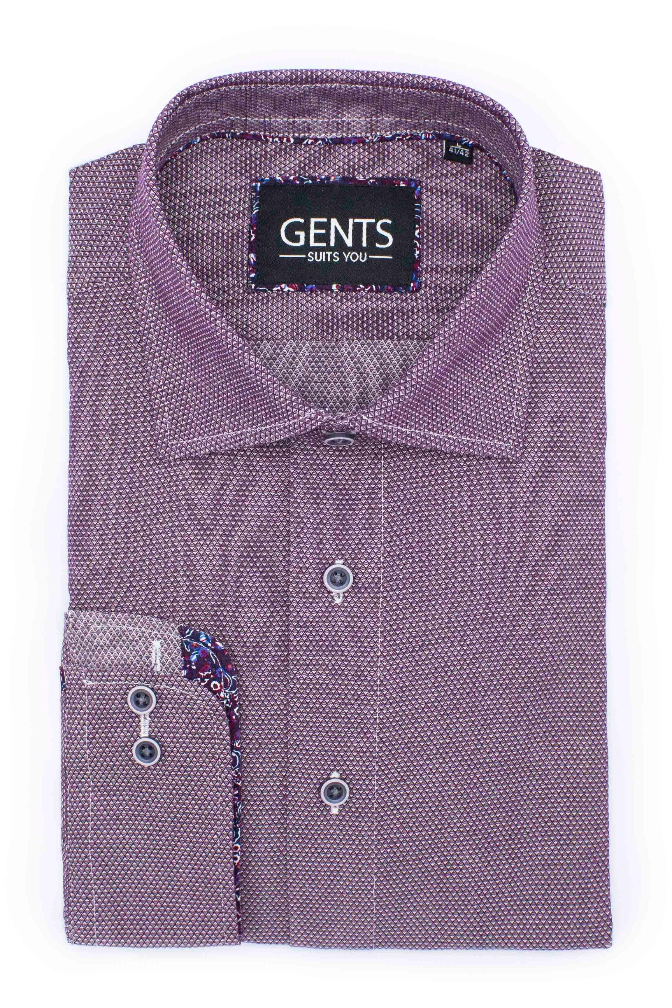 GENTS overhemd oxford wijnrood, modern gesneden, kreukarm en snel droog overhemd voor heren.