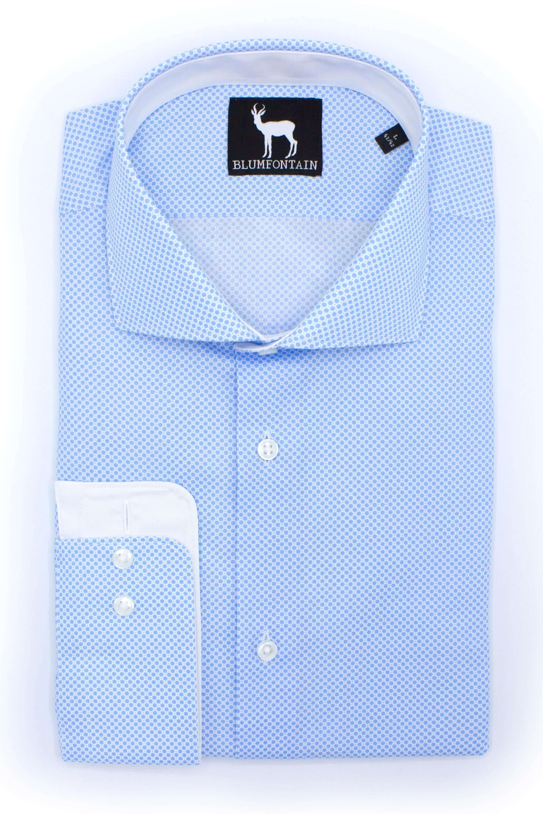 Blumfontain print lichtblauw, lichtblauwe kunstprint voor een frisse uitstraling in interieurs.