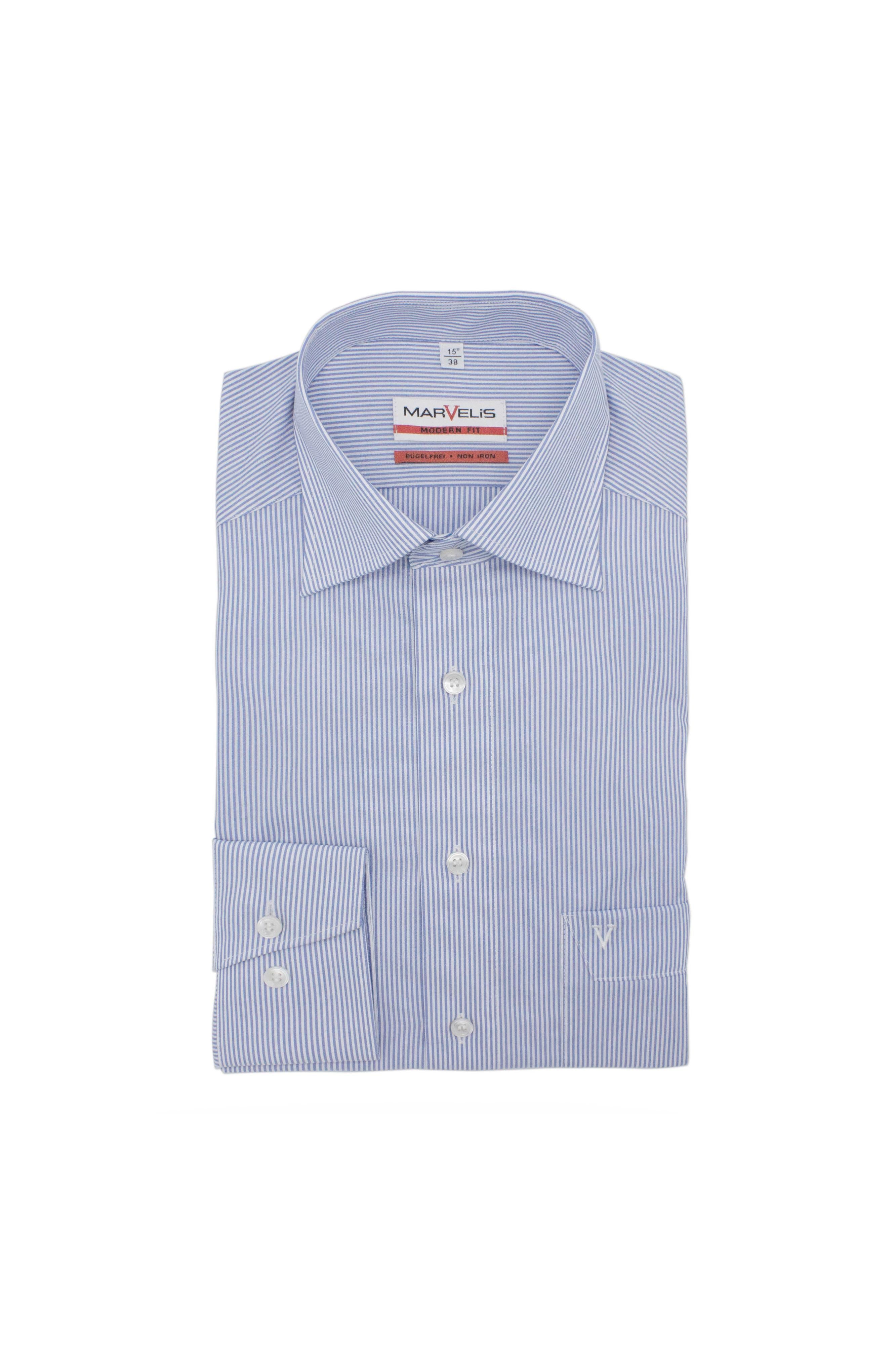 Marvelis Zakelijk overhemd voor heren, lange mouwen, moderne pasvorm, Chambray, New Kent, 43