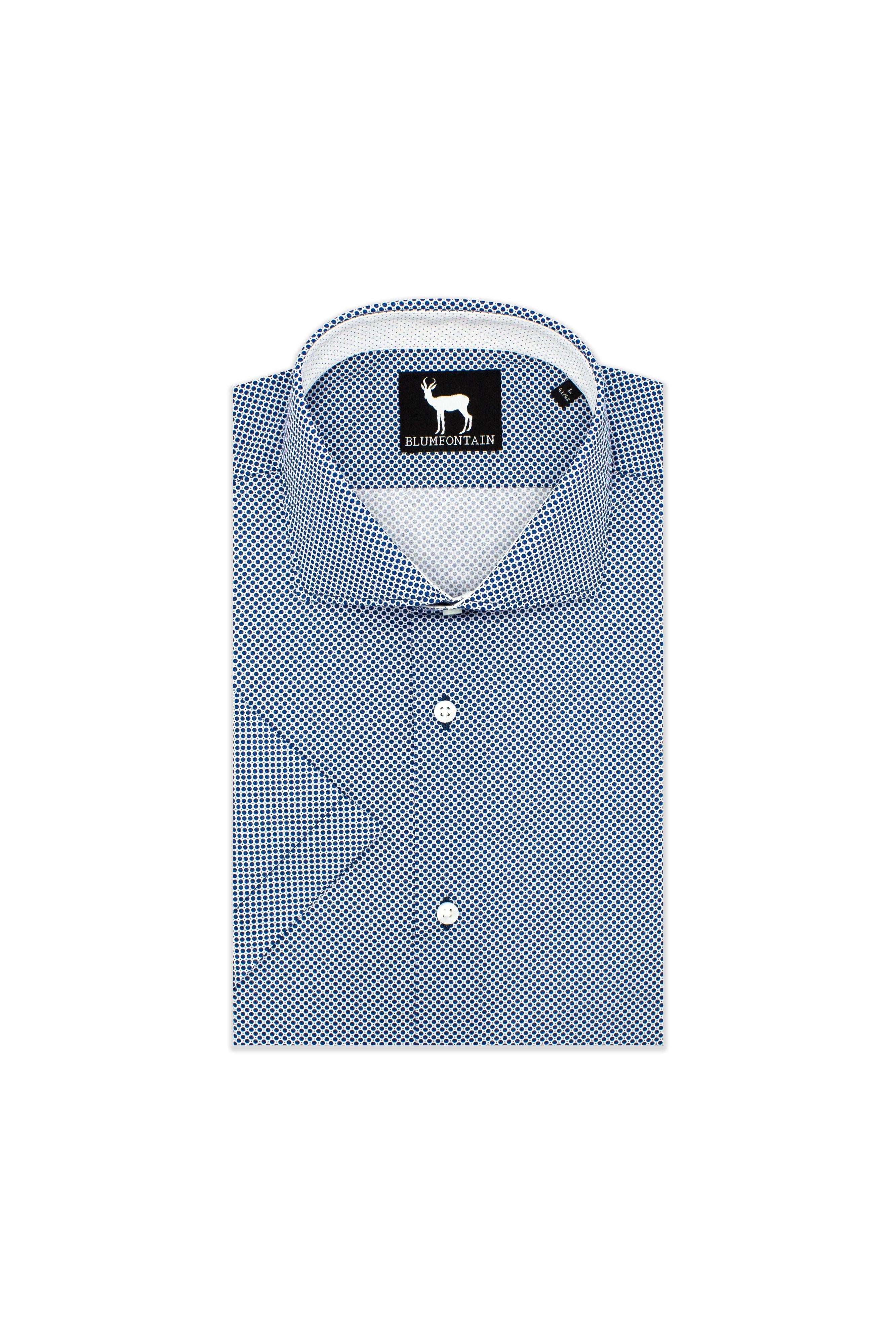 Blumfontain korte mouw blauw ademend katoenen T-shirt met korte mouwen, stijlvolle uitstraling en comfort.