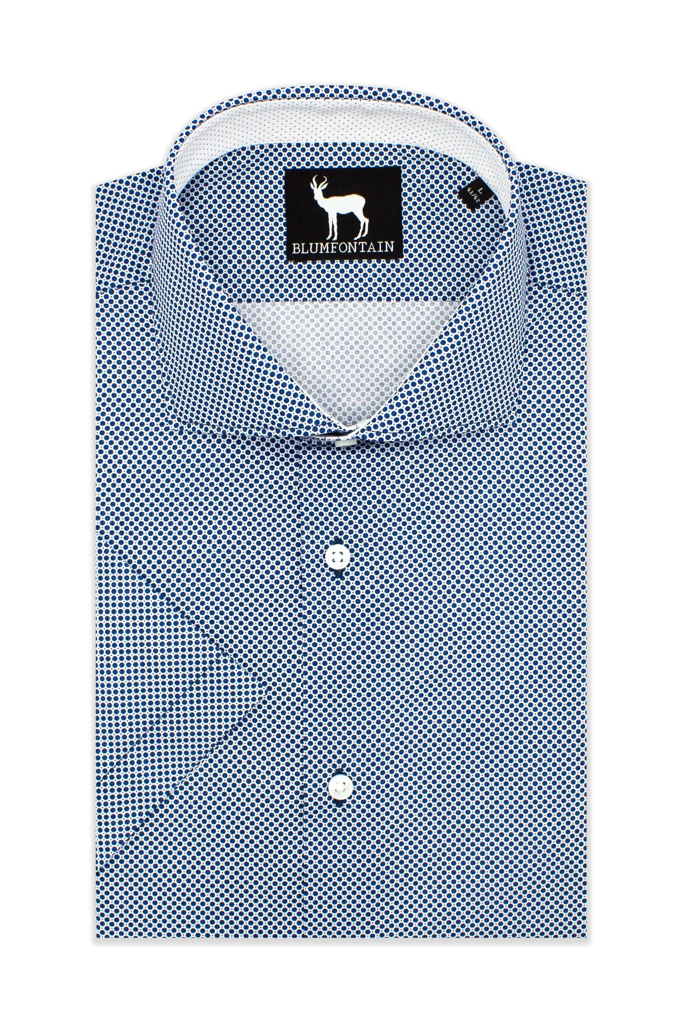 Blumfontain korte mouw blauw ademend katoenen T-shirt met korte mouwen en een stijlvolle print.