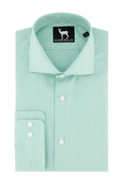 Blumfontain ribstructuur groen - groene shirt met button-up kraag en mouwdetails.
