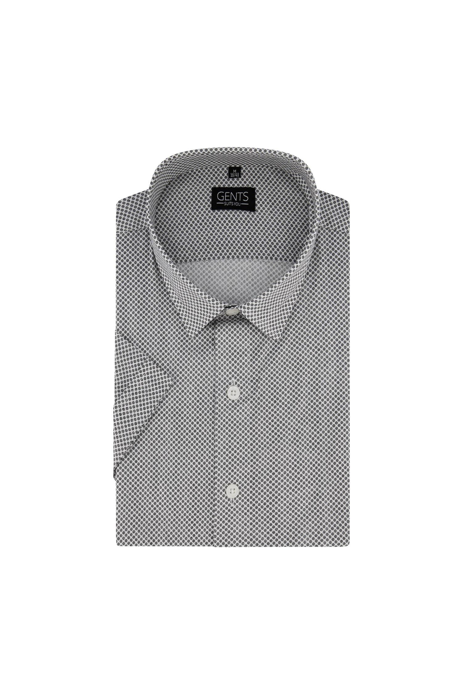 Korte mouw print rondje witgrijs