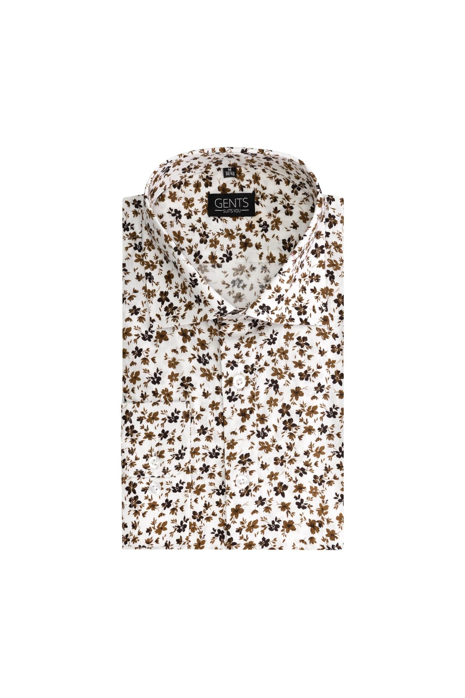 Print bloemetje grijs-bruin