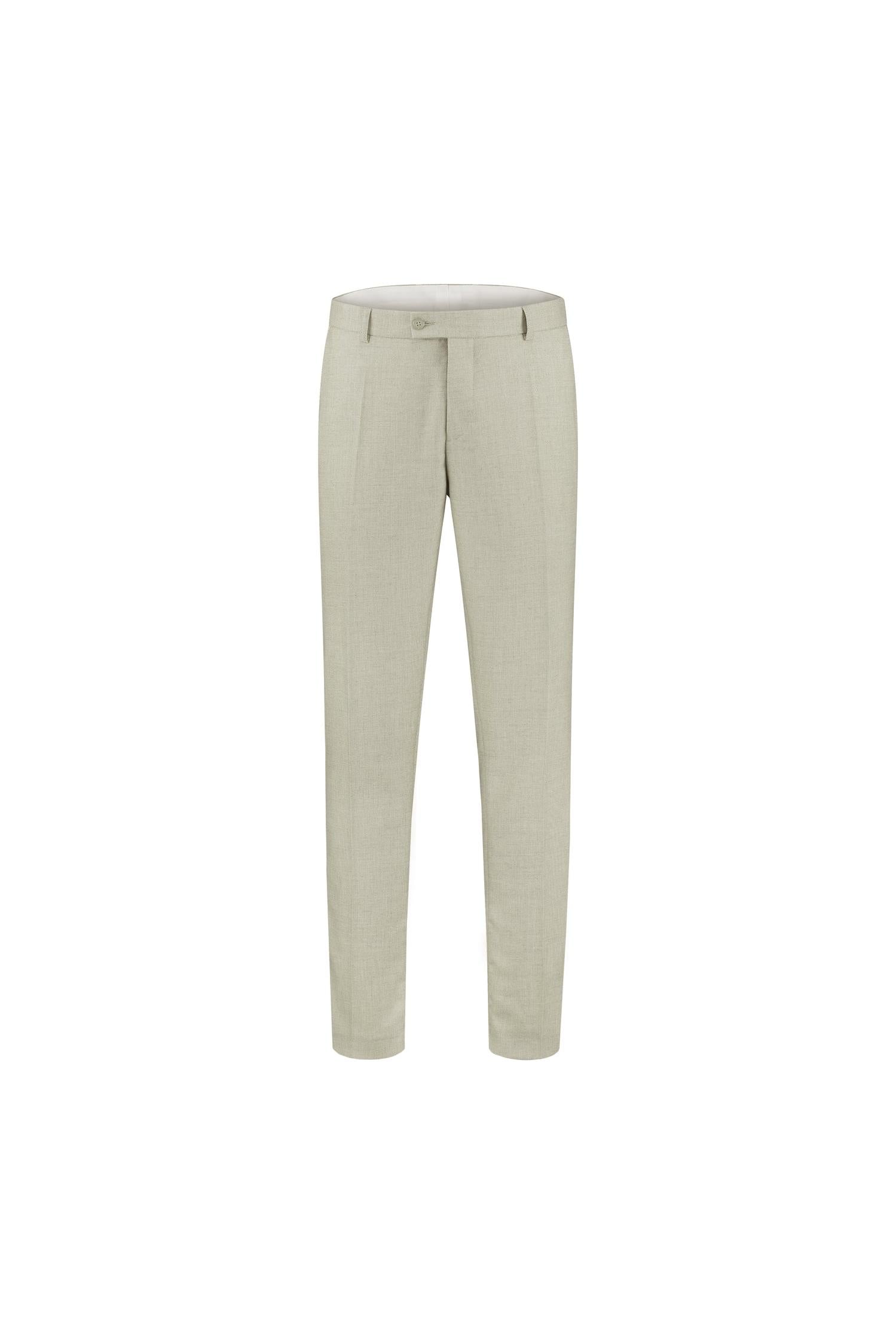 Pantalon lichtgroen, ademende katoen-linnen broek met praktische zakken.