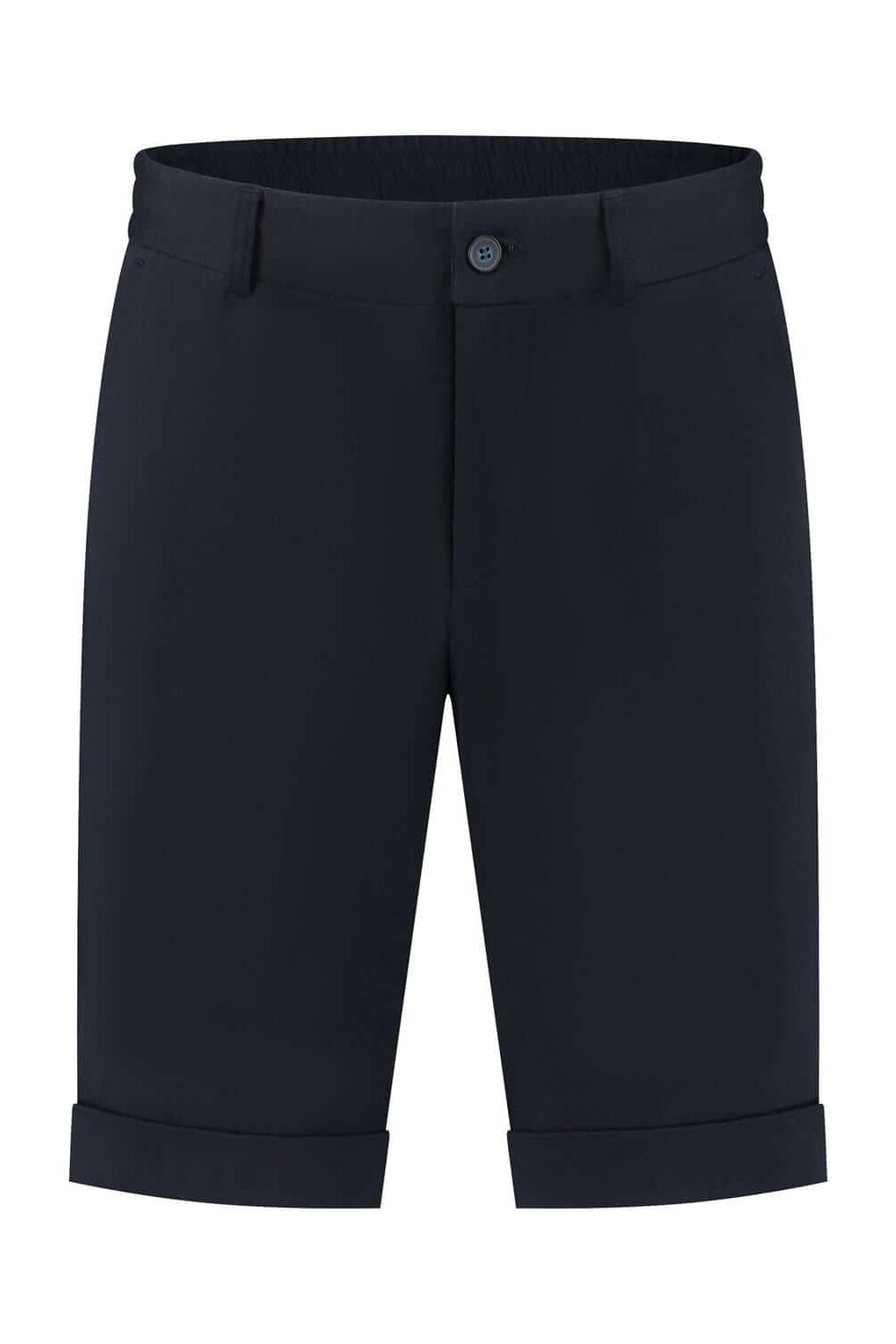 Jog-shorts blauw, katoenen jog-shorts met riemlussen en pantalon-achtige snit.