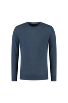 Ronde hals denim trui in blauw met regular-fit voor herfst en winter