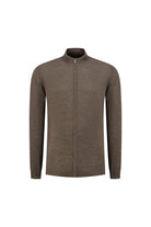 Joseph knit cardigan Donkerbruin - bruine cardigan met volledige ritssluiting en wol-acryl warmte.