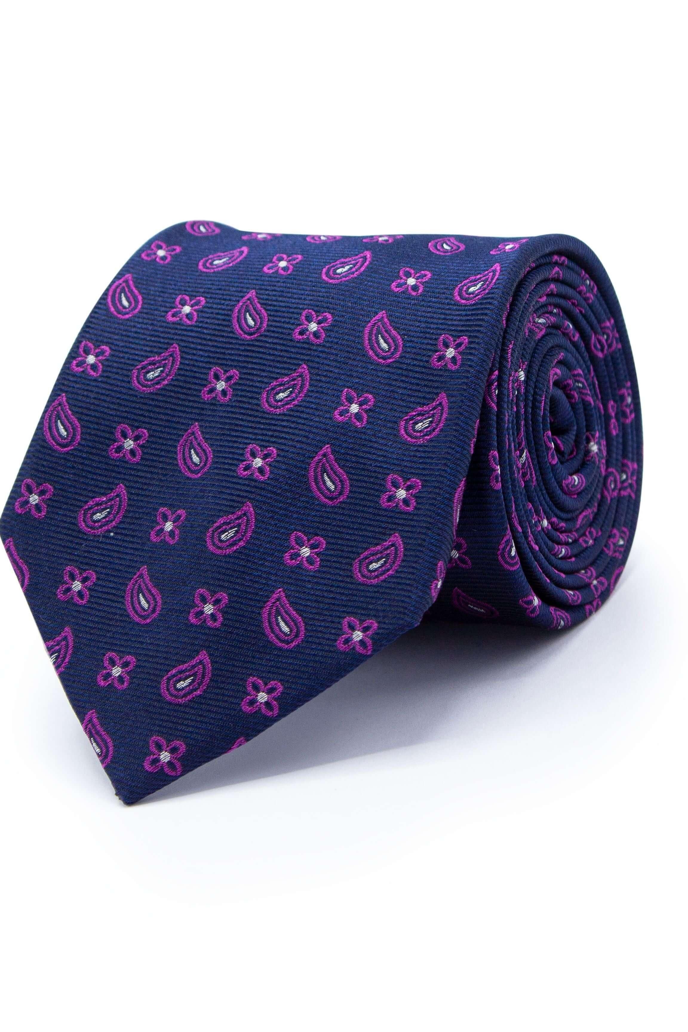 Stropdas zijde met multikleurig patroon in paars en blauw, perfect voor stylish outfits.