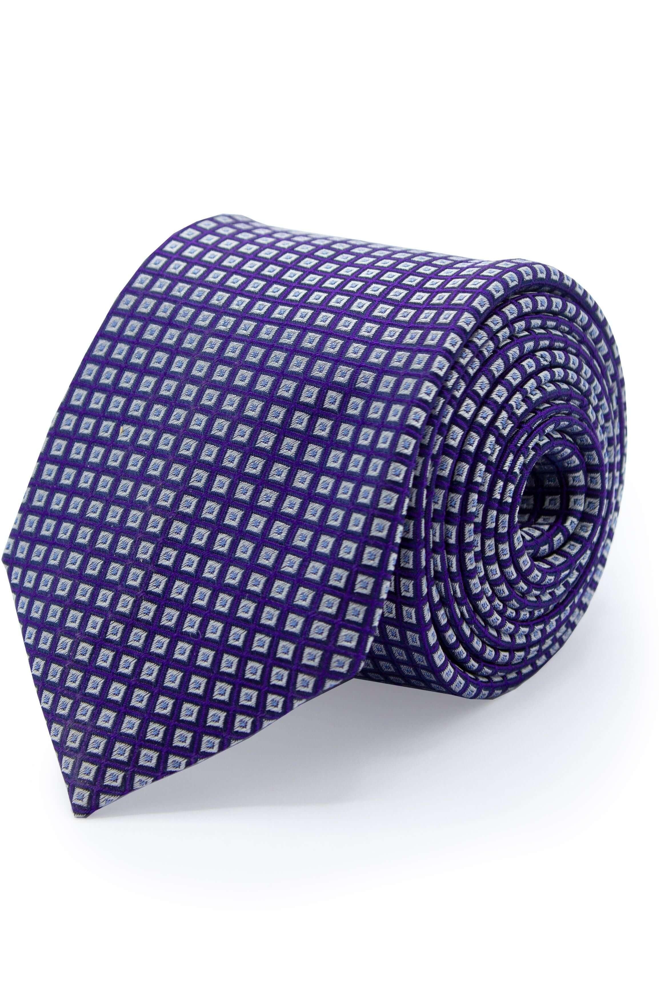 Stropdas zijde paars met paars ruitpatroon, perfect voor elke gelegenheid.