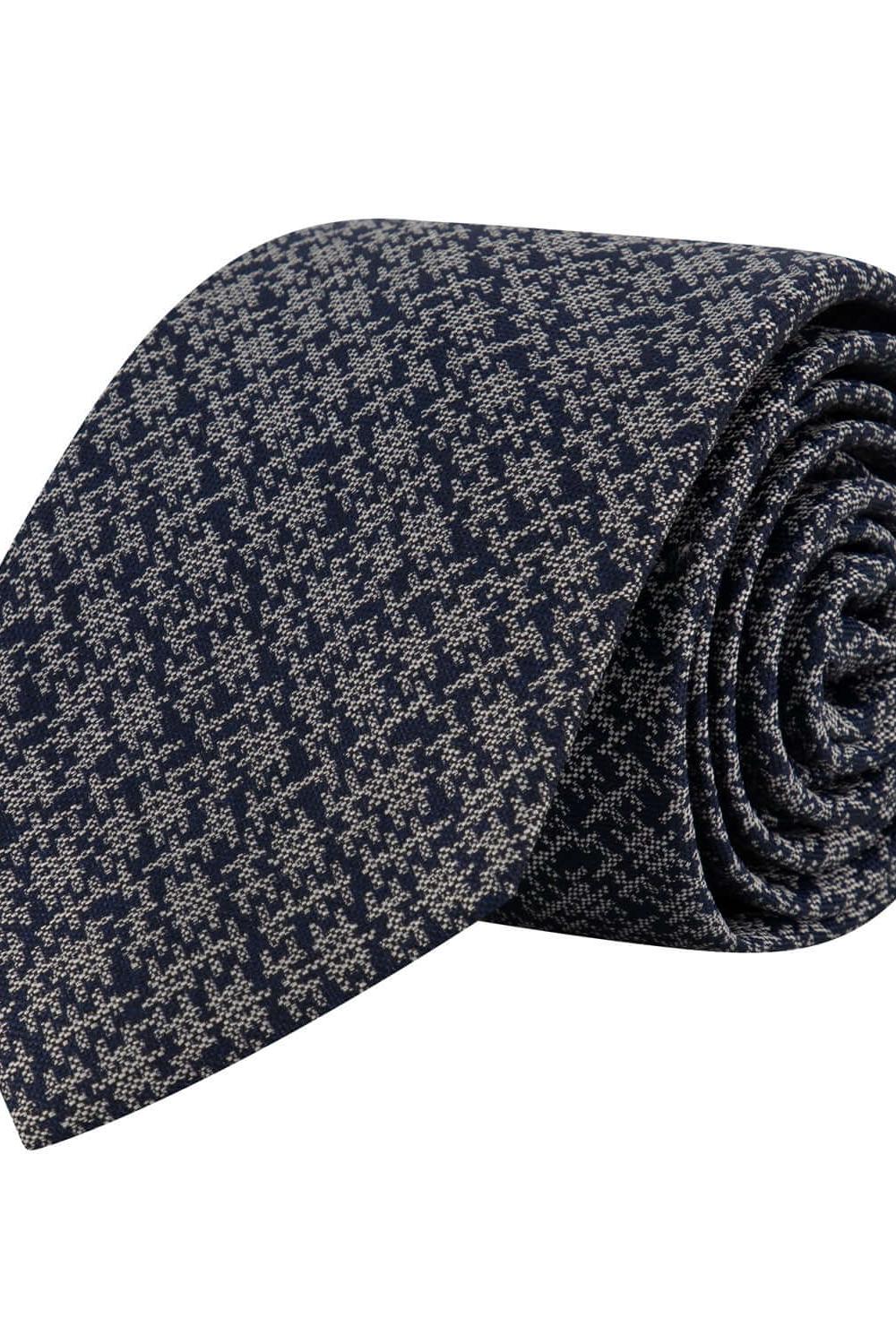 Stropdas zijde blauw wit met blauw-wit jacquardpatroon, perfecte aanvulling voor elke formele outfit.