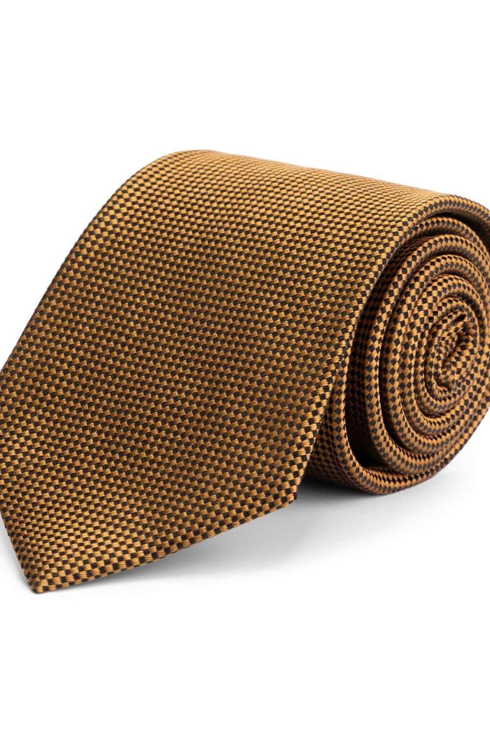 Gele stropdas zijde met subtiele glans, perfect voor elke gelegenheid.