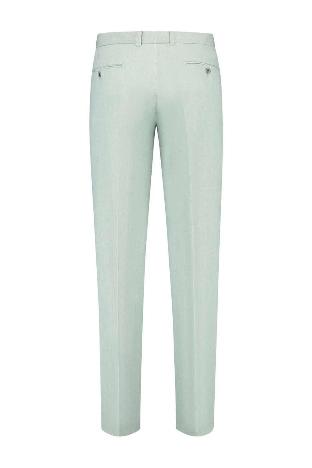 Pak 2-delig dusty groen achteraanzicht van slanke fit broek voor lente en zomer.