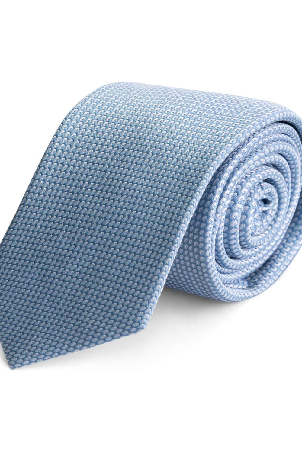 Stropdas Zijde Azure Elegance, azuurblauwe zijde stropdas met subtiel patroon en elegante uitstraling.
