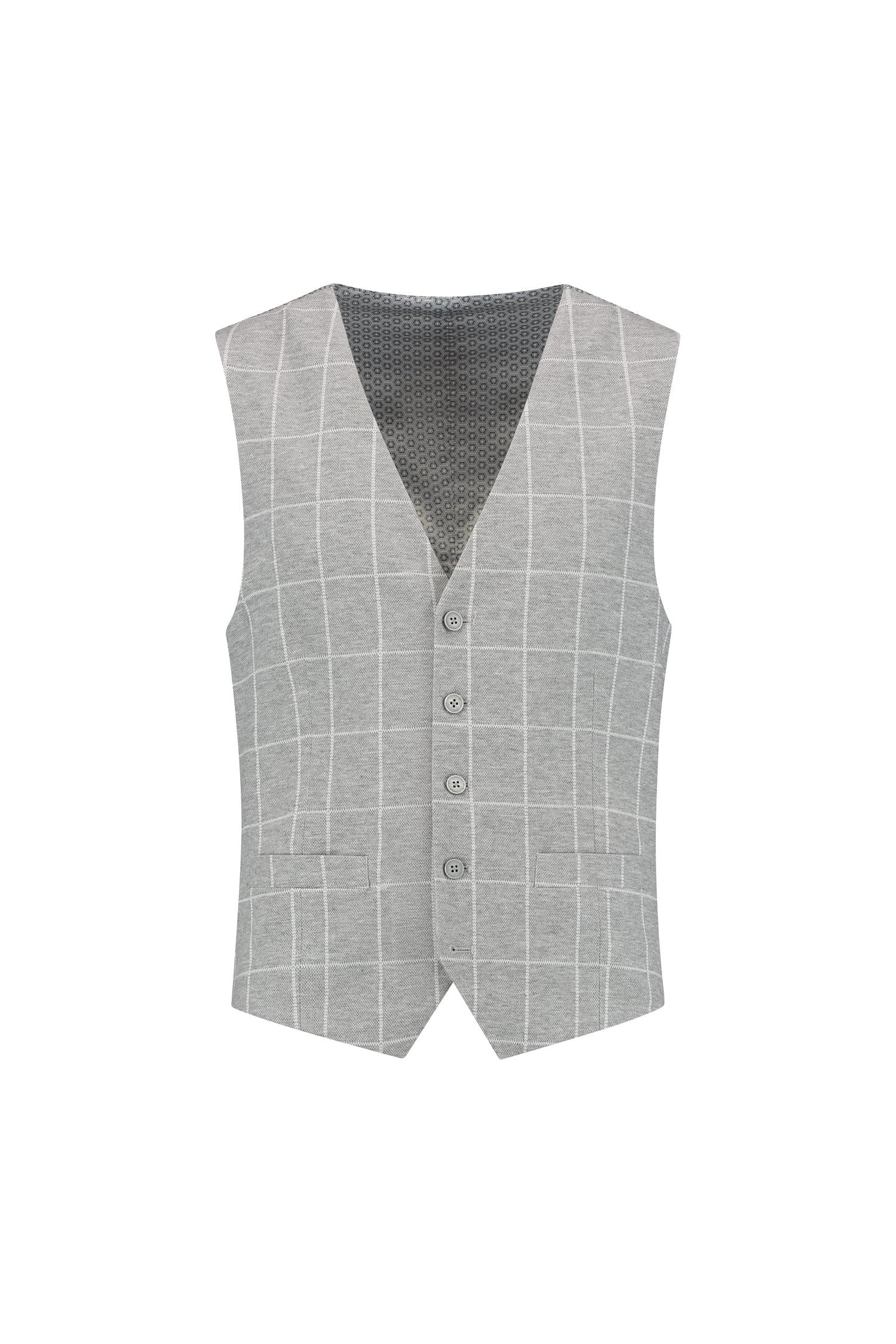Gilet windowpane grijs