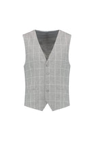 Gilet windowpane grijs, slank gilet met V-hals in grijs windowpane, mode accessoires.