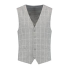 Gilet windowpane grijs, slank gilet met V-hals in grijs windowpane design.