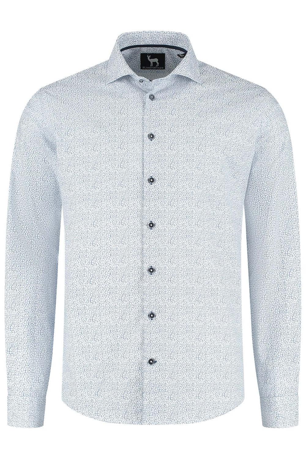 Overhemd Bloemprint blauw-wit, katoenen overhemd met blauw-witte bloemprint, stijlvol en comfortabel.