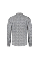 Overhemd Paisleyprint zwart-grijs, katoenen shirt met ademende paisleyprint, stijlvolle achterkant.