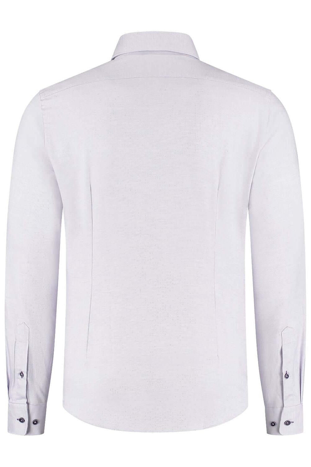 Overhemden Dobby paars - achterzijde van ademend katoen overhemd in paars voor kantoor en casual gebruik.