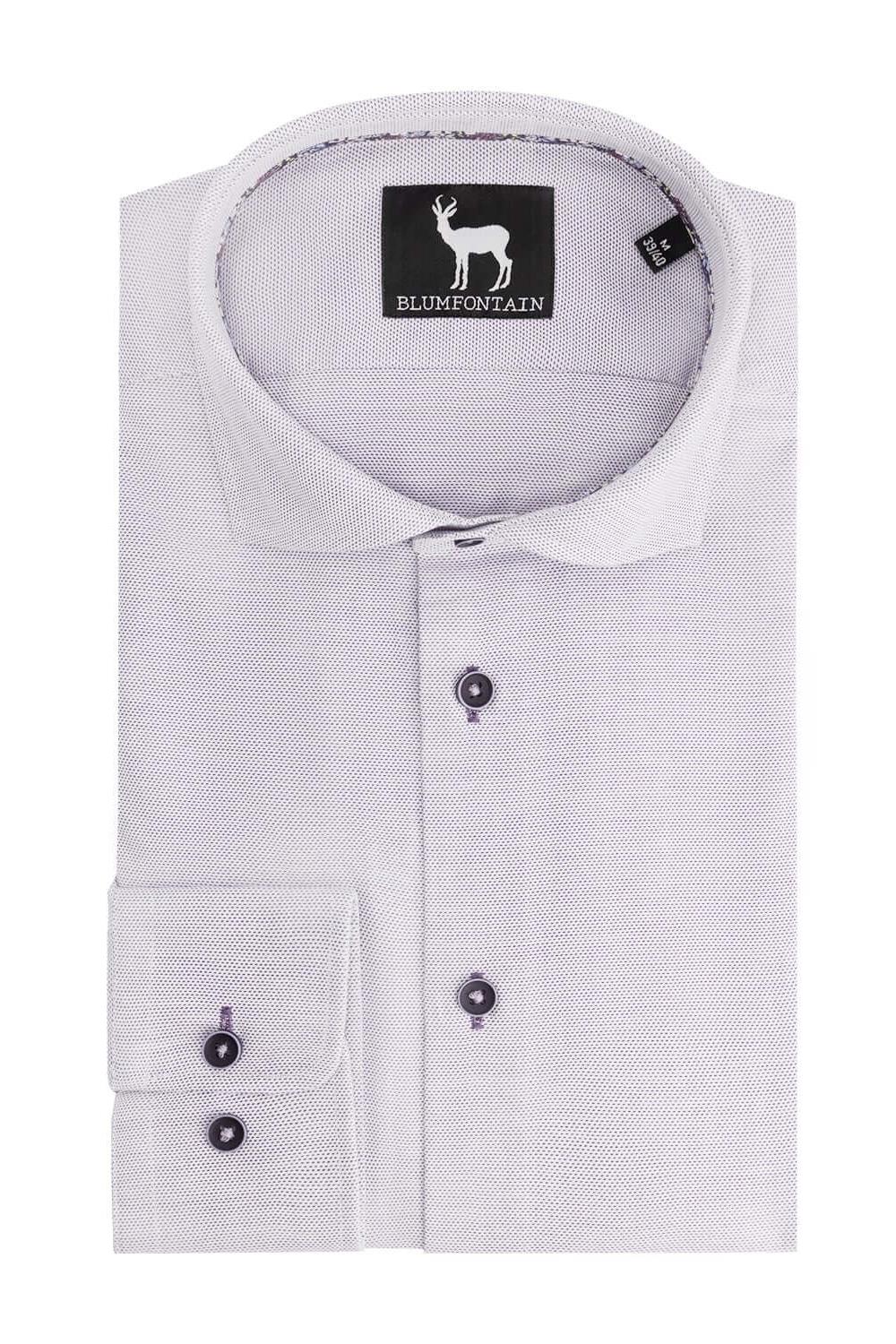 Overhemden Dobby paars, ademend katoenen dobby-overhemd in paars, ideaal voor kantoor en casual.