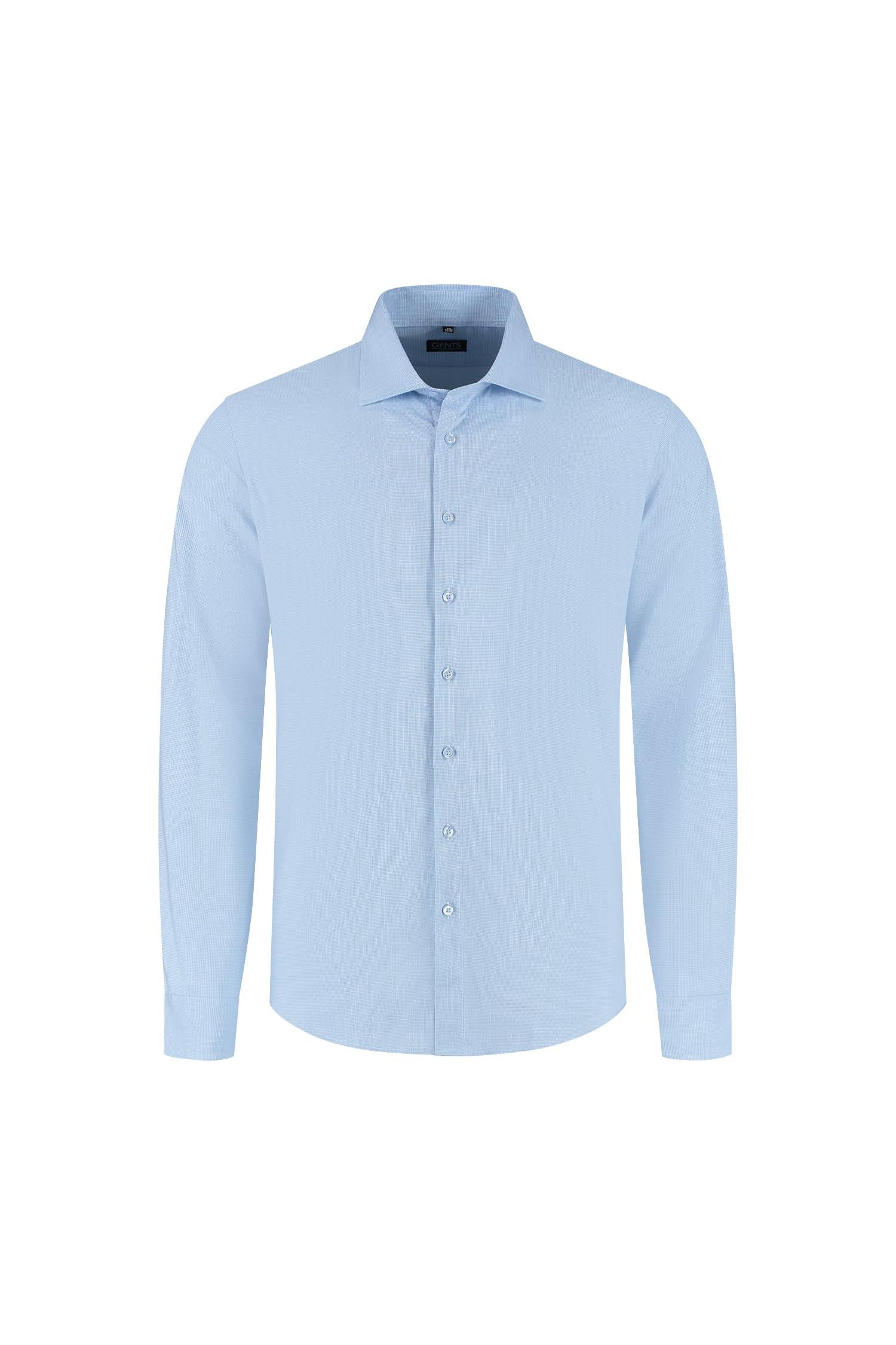 Overhemd bamboe pied-de-poule lichtblauw