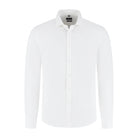 Bamboe dubbele manchet uni ecru overhemd met ademende bamboestof, stijlvolle witte shirt.