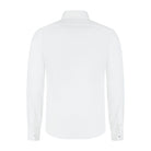 Bamboe dubbele manchet uni ecru overhemd met dubbele manchetten in ademende bamboestof, achteraanzicht.