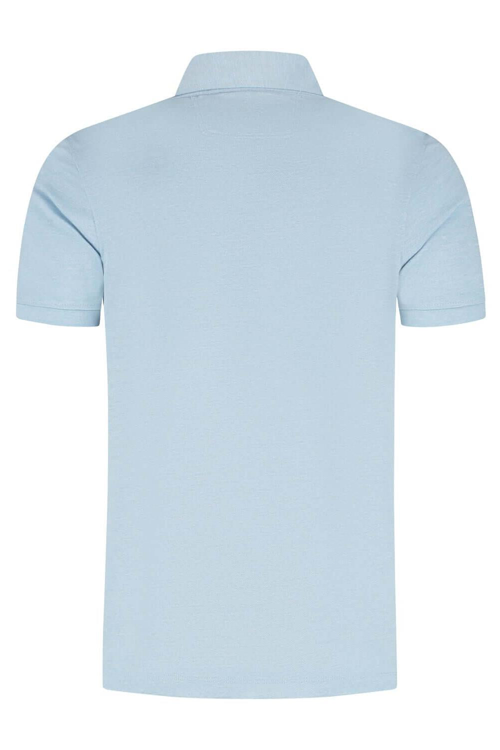 Shirt-polo 2-tone ijsblauw achterkant, lichtblauwe casual polo shirt.
