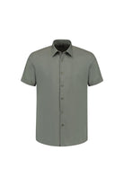 Korte mouw linnen katoen grijs-groen