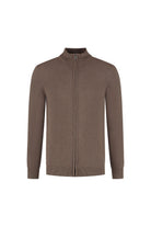 Full zip chocoladebruin ademend katoenvest met volledige ritssluiting in bruin.