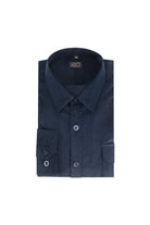 Overshirt corduroy blauw, donkerblauw corduroy overshirt met knoopsluiting, 100% katoen.